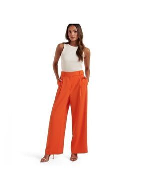 Ever New Wide Leg Isla Trousers Orange Gerbera Womens Size 10 Petite New